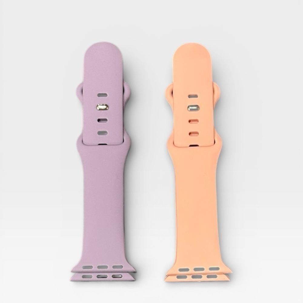 2 Apple Watch 42mm Silicone Bands Purple and Peach